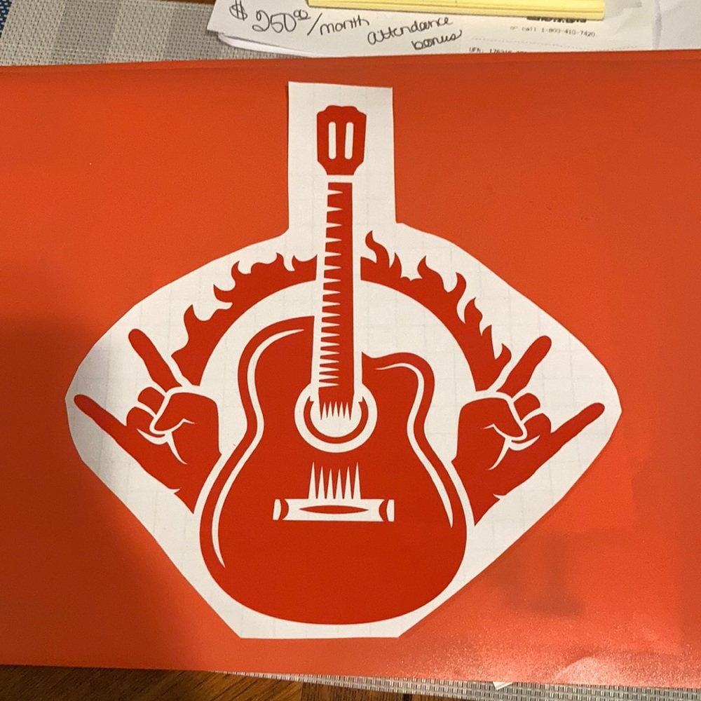 🤘🏻”Rock on” w/ Guitar Vinyl Decal